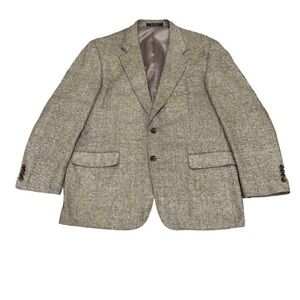 Savile Row Silk Blazer Size 44R Beige Brown Tweed